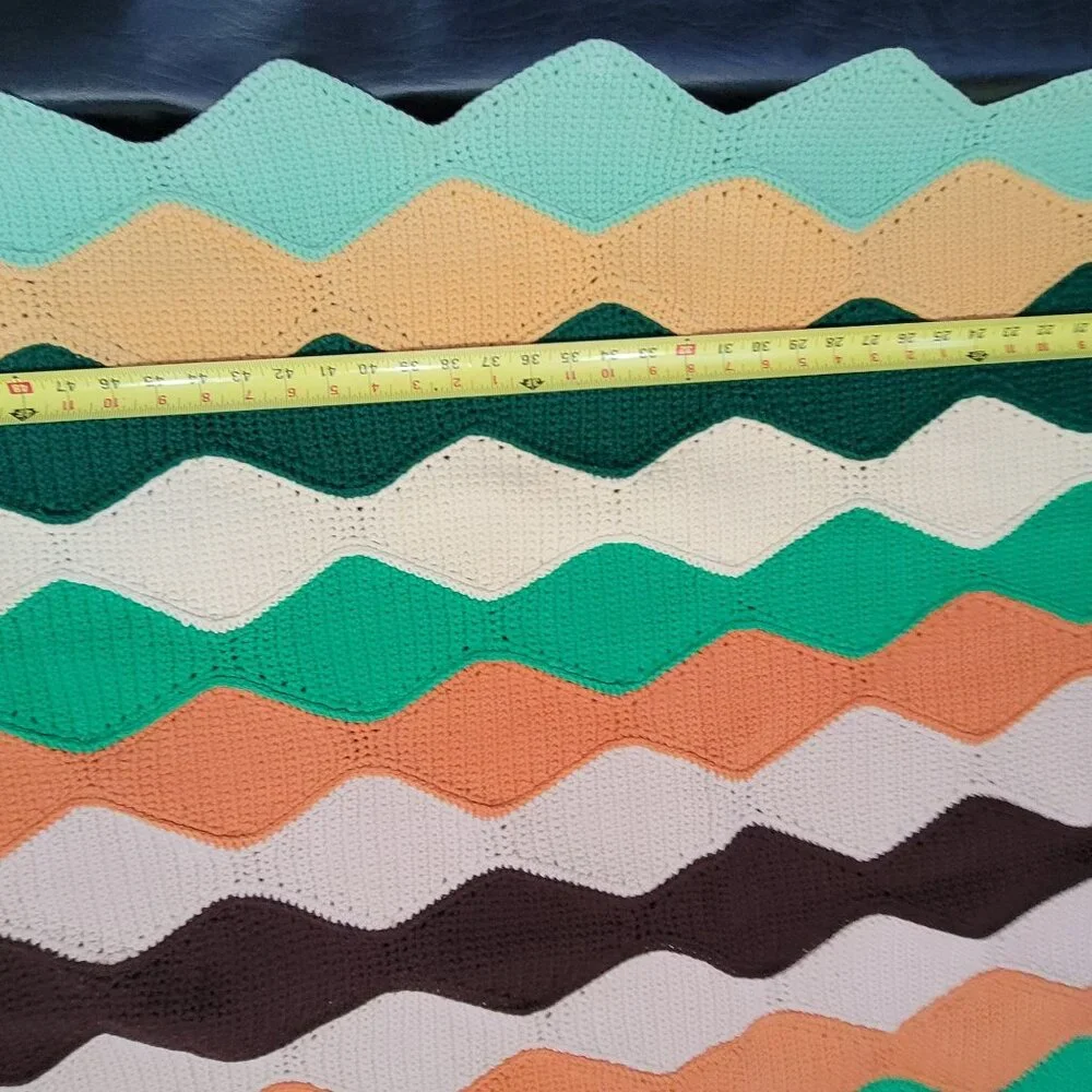 Handmade Crochet Afghan Throw Blanket Multicolor Retro Diamond Harlequin 68x47‎